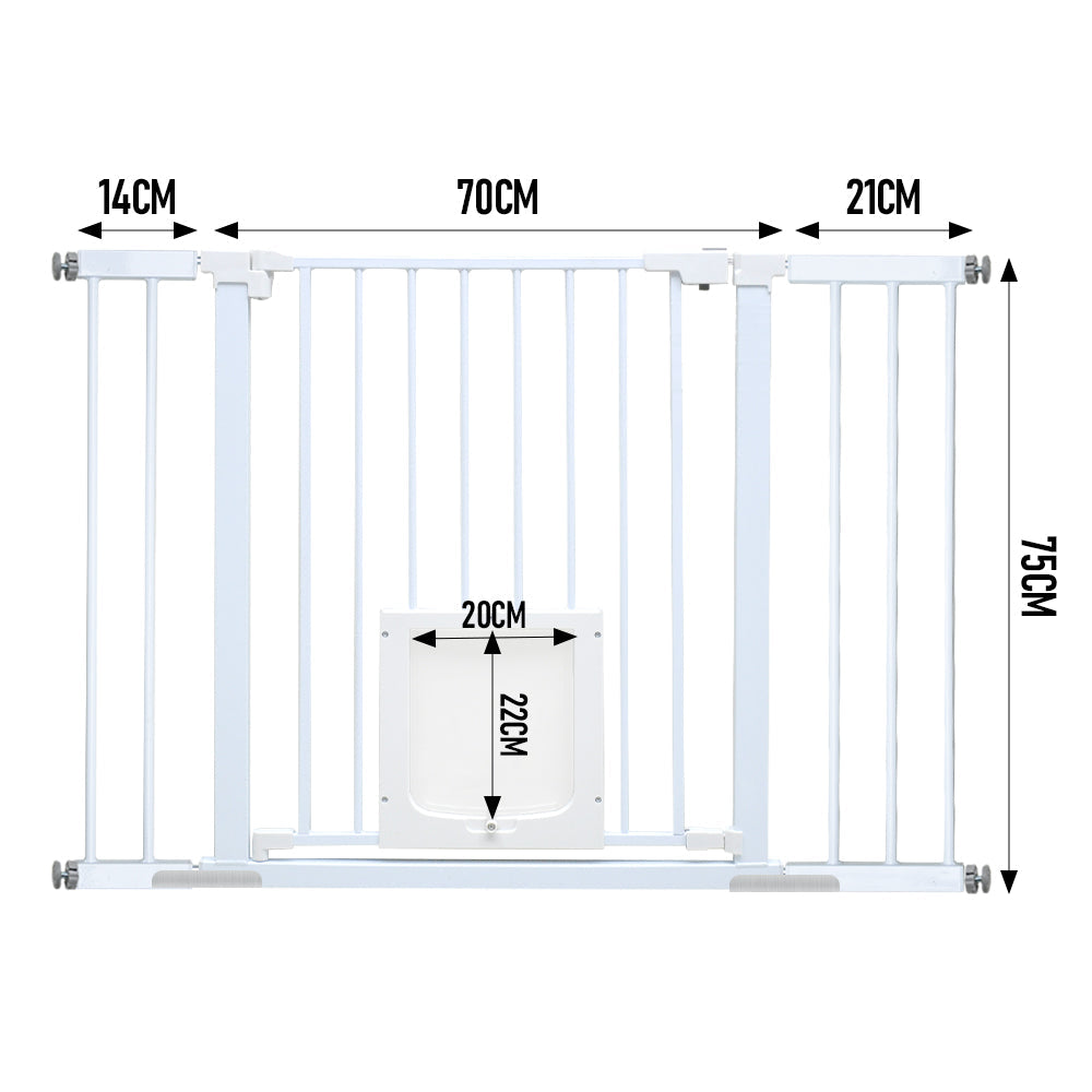 Alston 76cm Tall Baby Pet Security Gate Safety Adjustable Width with Cat Door for House Doorways Stairs Guard Extension Part Width 12cm/24cm Wall Mount