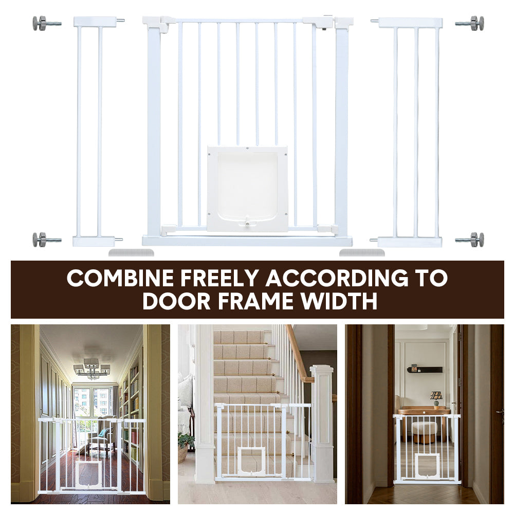 Alston 76cm Tall Baby Pet Security Gate Safety Adjustable Width with Cat Door for House Doorways Stairs Guard Extension Part Width 12cm/24cm Wall Mount