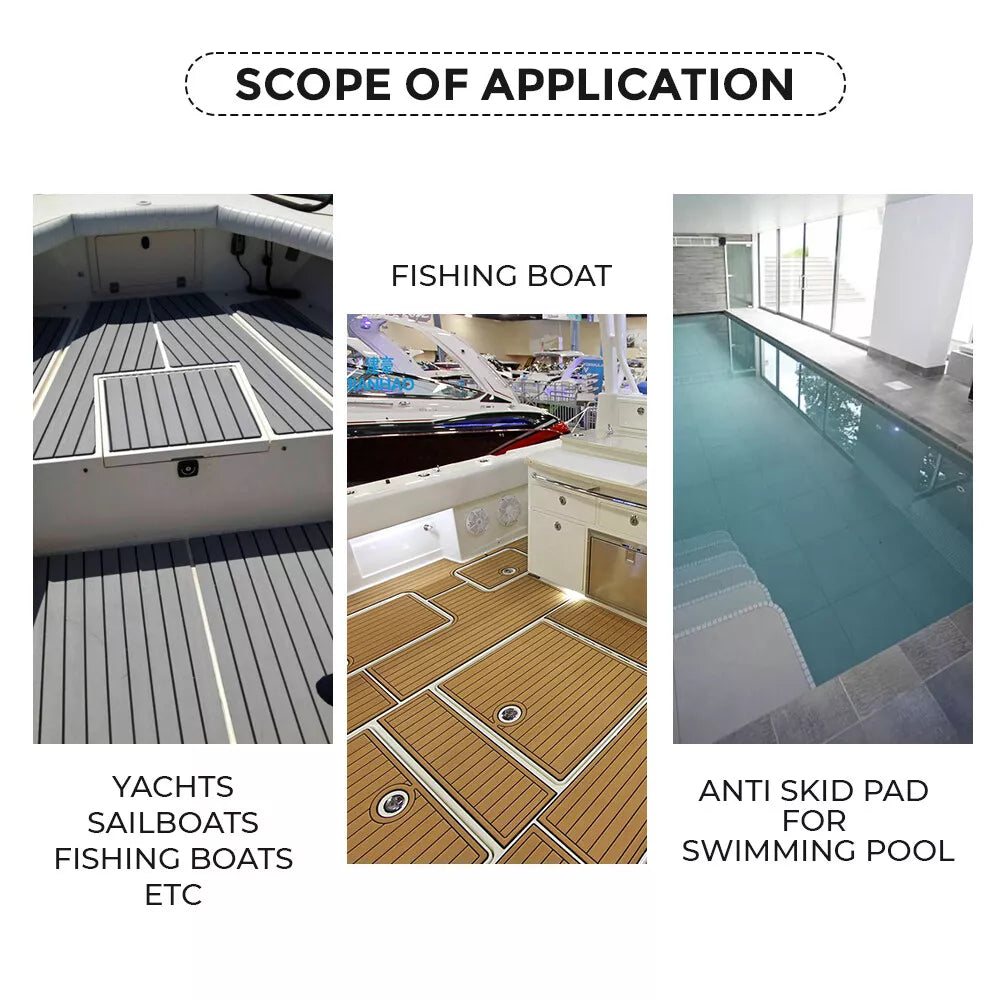 EVA Boat Flooring Mat Foam Boat Decking Faux Teak Marine Mat Boat Carpet Sea Deck Marine Flooring for Motorboat RV Yacht Kayak Surfboard 240cmx90cm