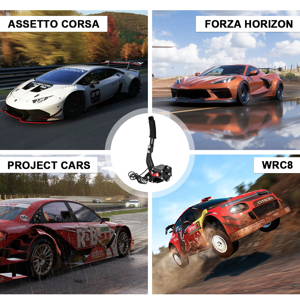 Racing Games Handbrake PC USB Universal Adjustable Aluminium Alloy Handbrake Dual Modes Plug and Play Applicable All Steering Wheel Stand SIM Racing Games
