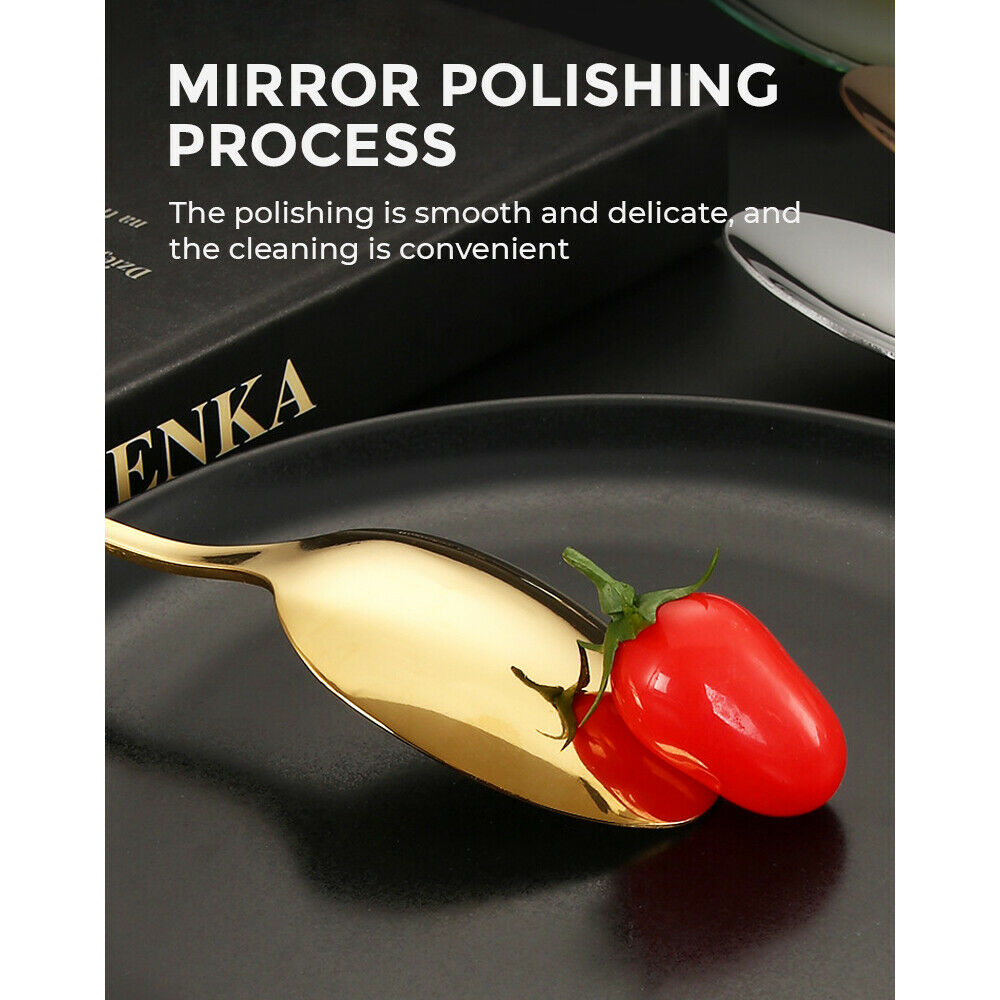 Gold Cutlery Set Kitchen Stainless Steel Fork Knife Spoon Flatware Cutlery Gift For Party Restaurant Dishwasher Safe 24pcs with Carry Box