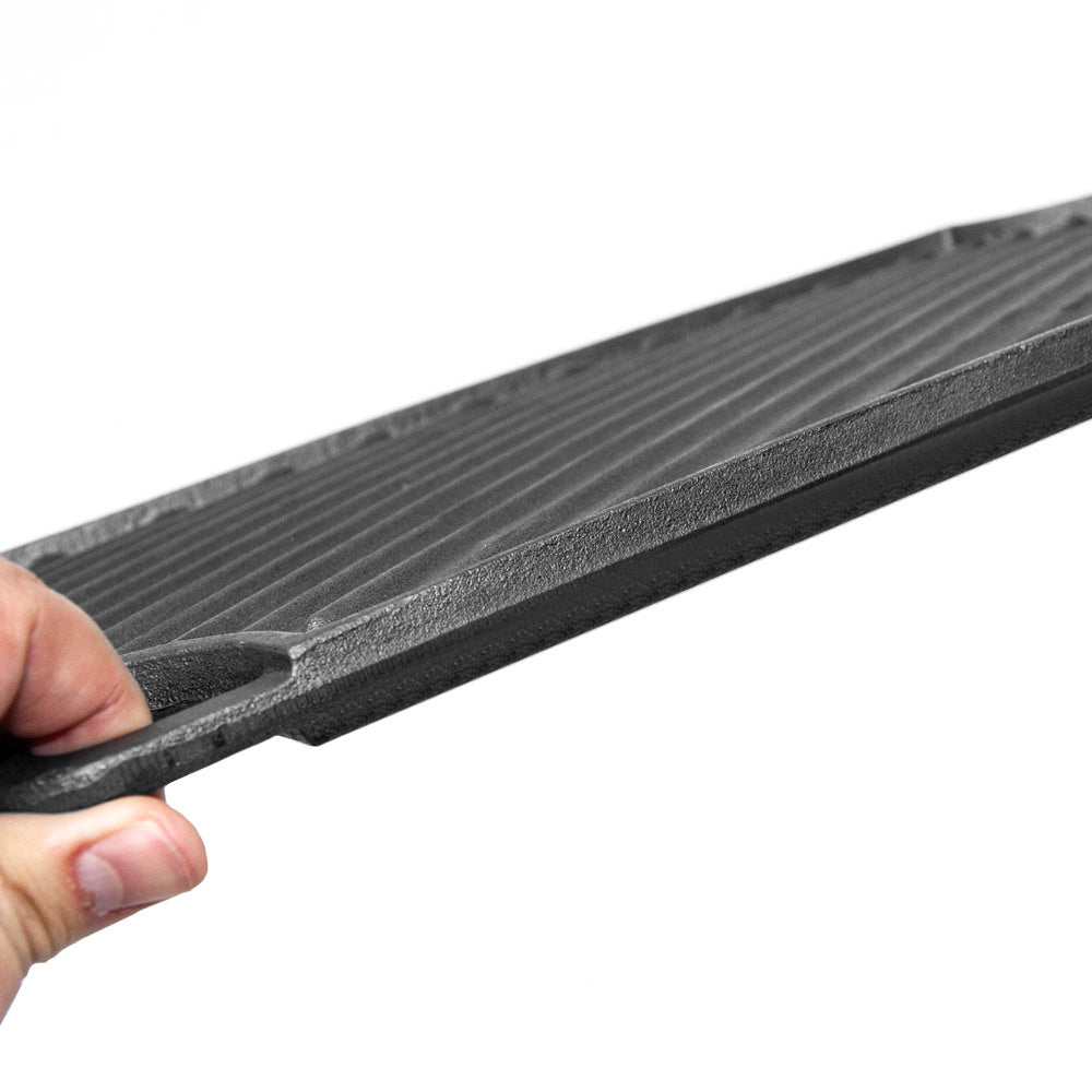 Reversible Cast Iron Griddle Rectangular BBQ Plate 43脳24cm Double-Sided Flat Top Griddle Pan and Grooved Grill for Gas Stovetop Oven and Open Fire Black