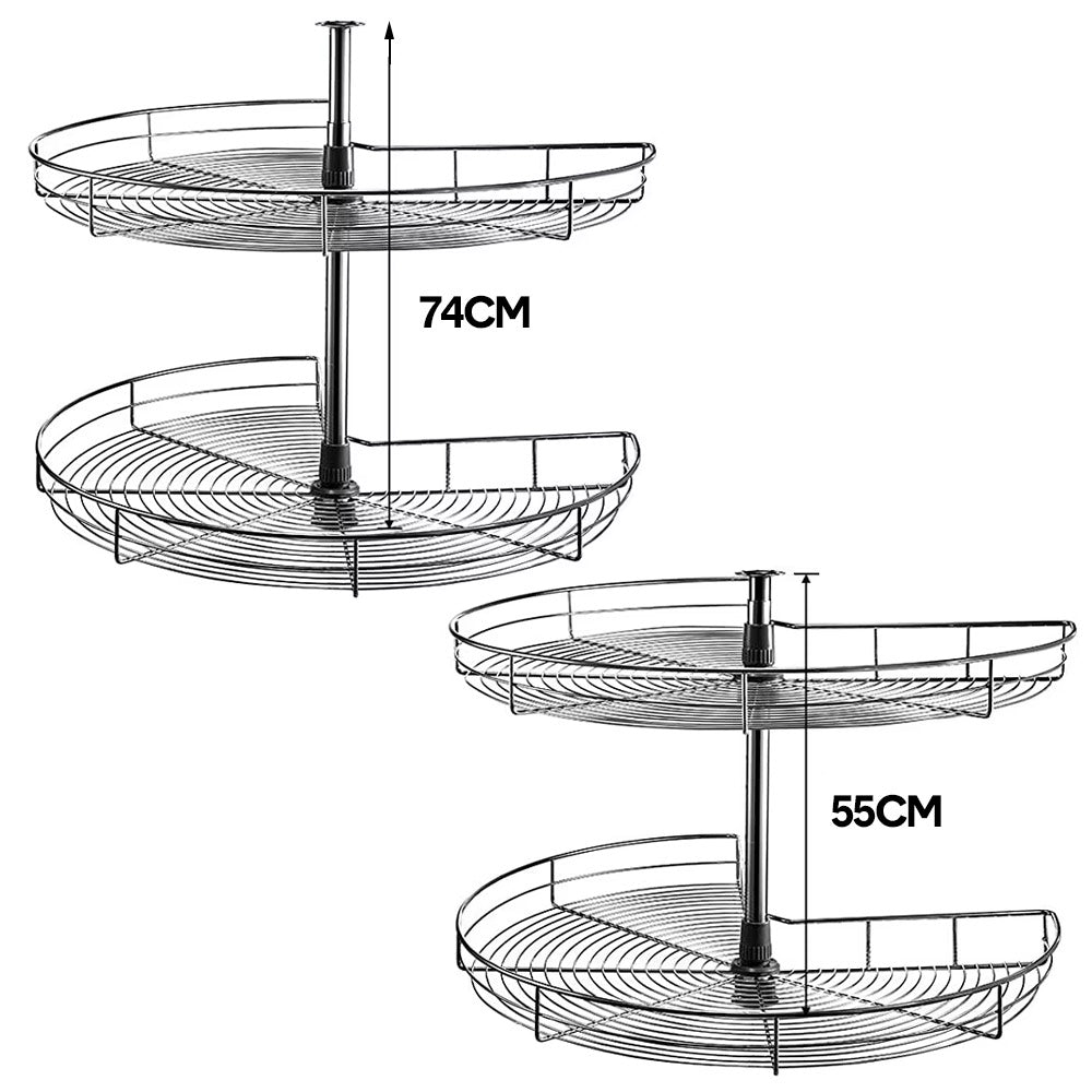 Shelf Rack for Spices 2-Shelf Under Sink Storage Blind Corner Carousel Kitchen Cabinet Organizer 81cm Diameter Rotating Max Load 14kg 270 Degree