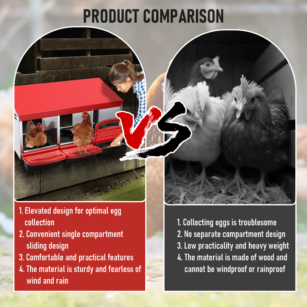 Chicken Hen Coop Hutch Nesting Box 3-Hole Roll Away Metal Design 52x47.5x81cm Durable Indoor Outdoor Laying Box with Easy Access Ventilation