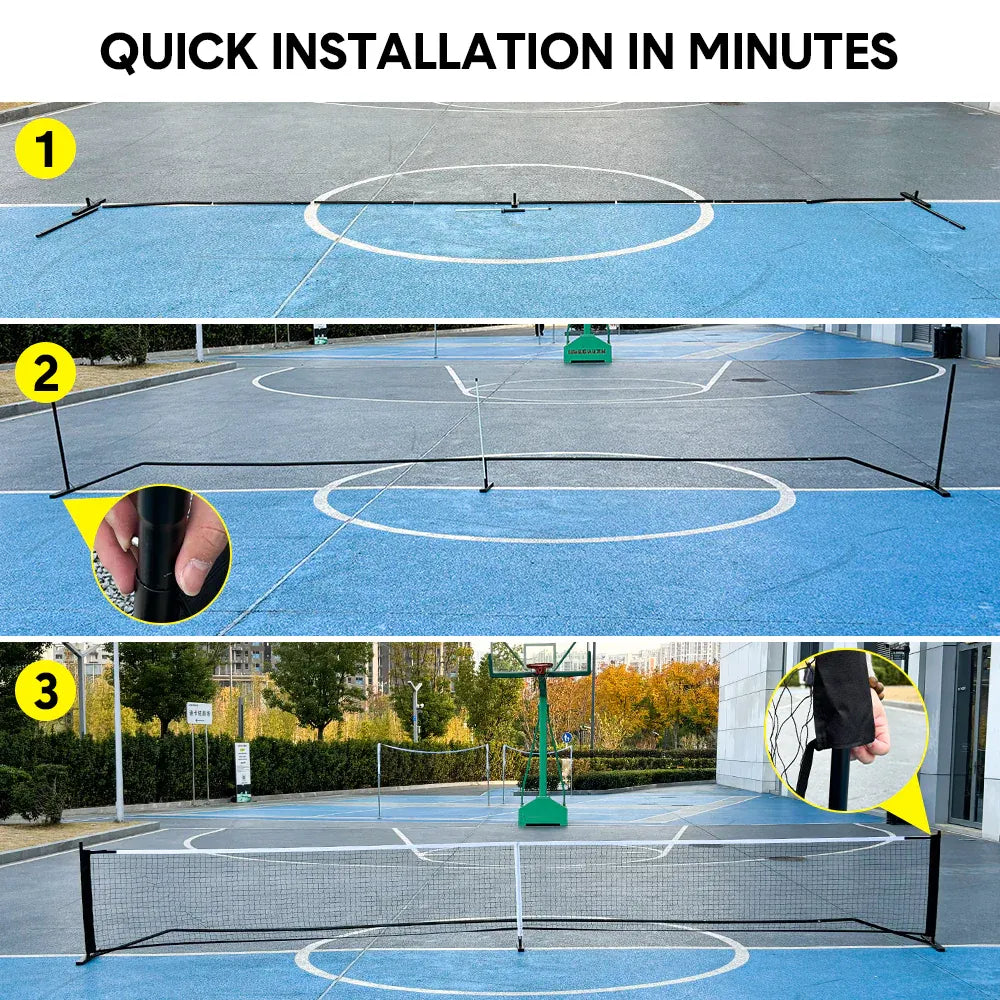 Portable Pickleball Net 6.7m Regulation Size Steady Metal Frame and Standard PE Nets With Carrying Bag Indoor Outdoor Training Versatile Game Net Set