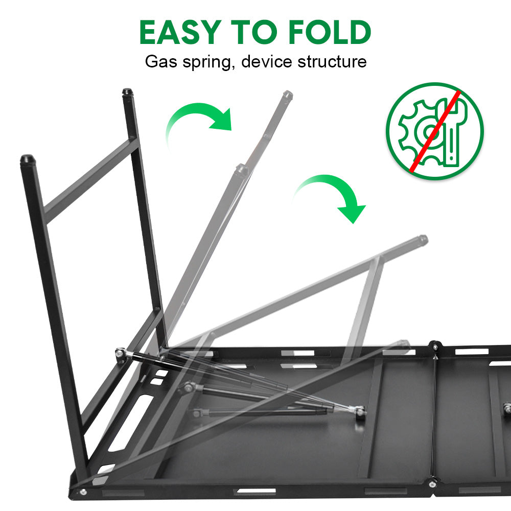 Pneumatic Folding Table Quick Open Sturdy Outdoor Tactical Camping Table Portable Multifunctional Picnic Table with Side Tactical Holes 104x48x50cm