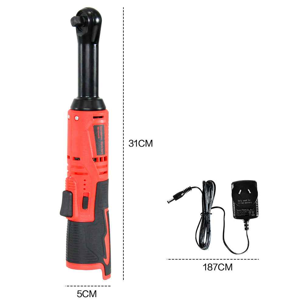 Cordless Electric Ratchet Wrench Set 12V Power Electric Ratchet Wrench 3/8inch 400 RPM Variable Speed with Sockets Two 2000mAh Batteries and Charger