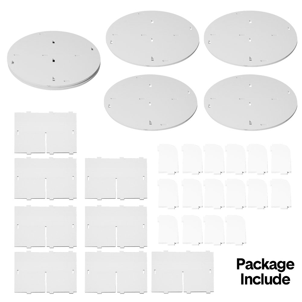 4 Tier Rotating Bookshelf PVC Freestanding Corner Rack Bookcase Multifunctional Spinning 360 Storage Shelf Organizer for Home Office Space-Saving White