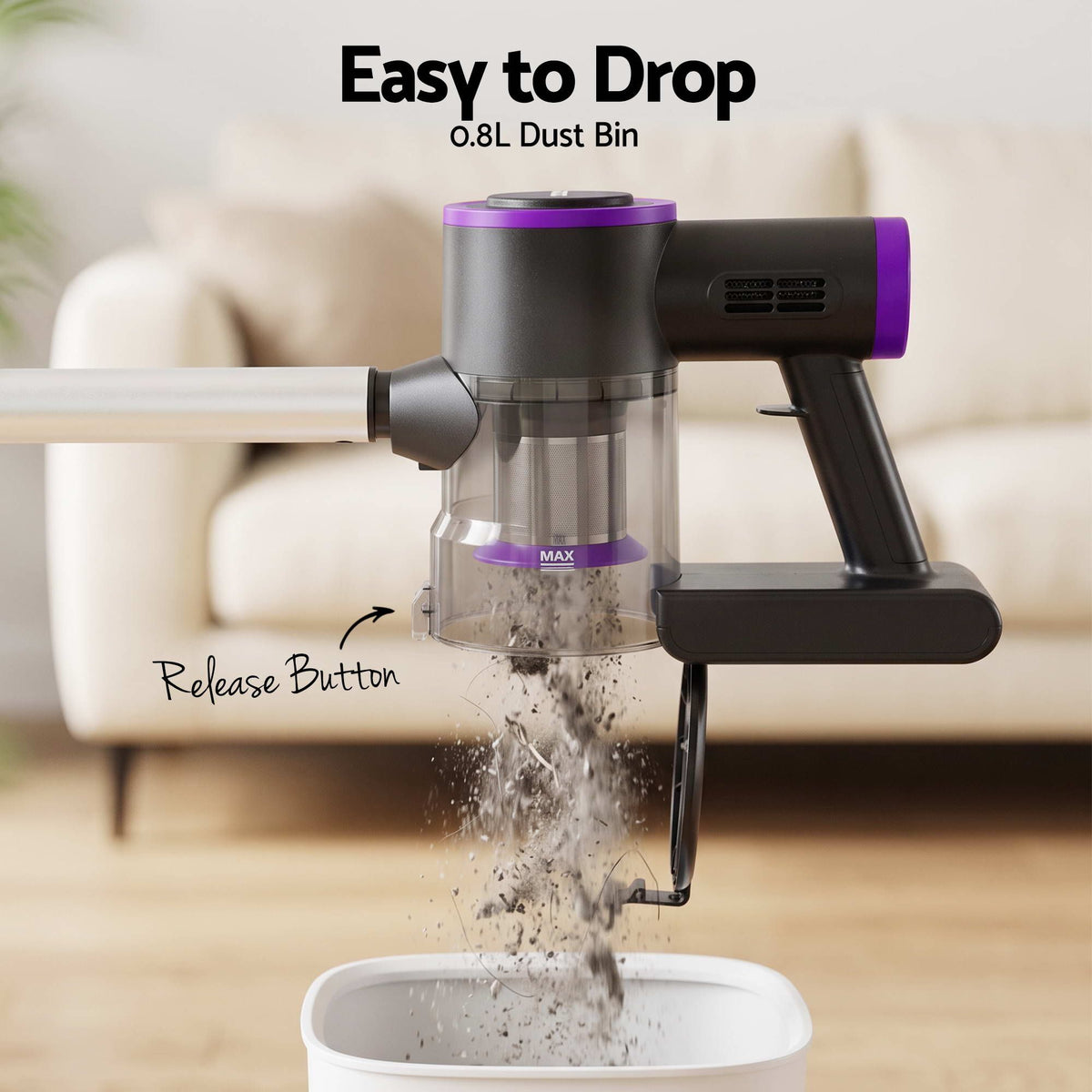 Devanti 3-in-1 Corded Stick Vacuum Cleaner, 16000Pa Strong Suction, Purple