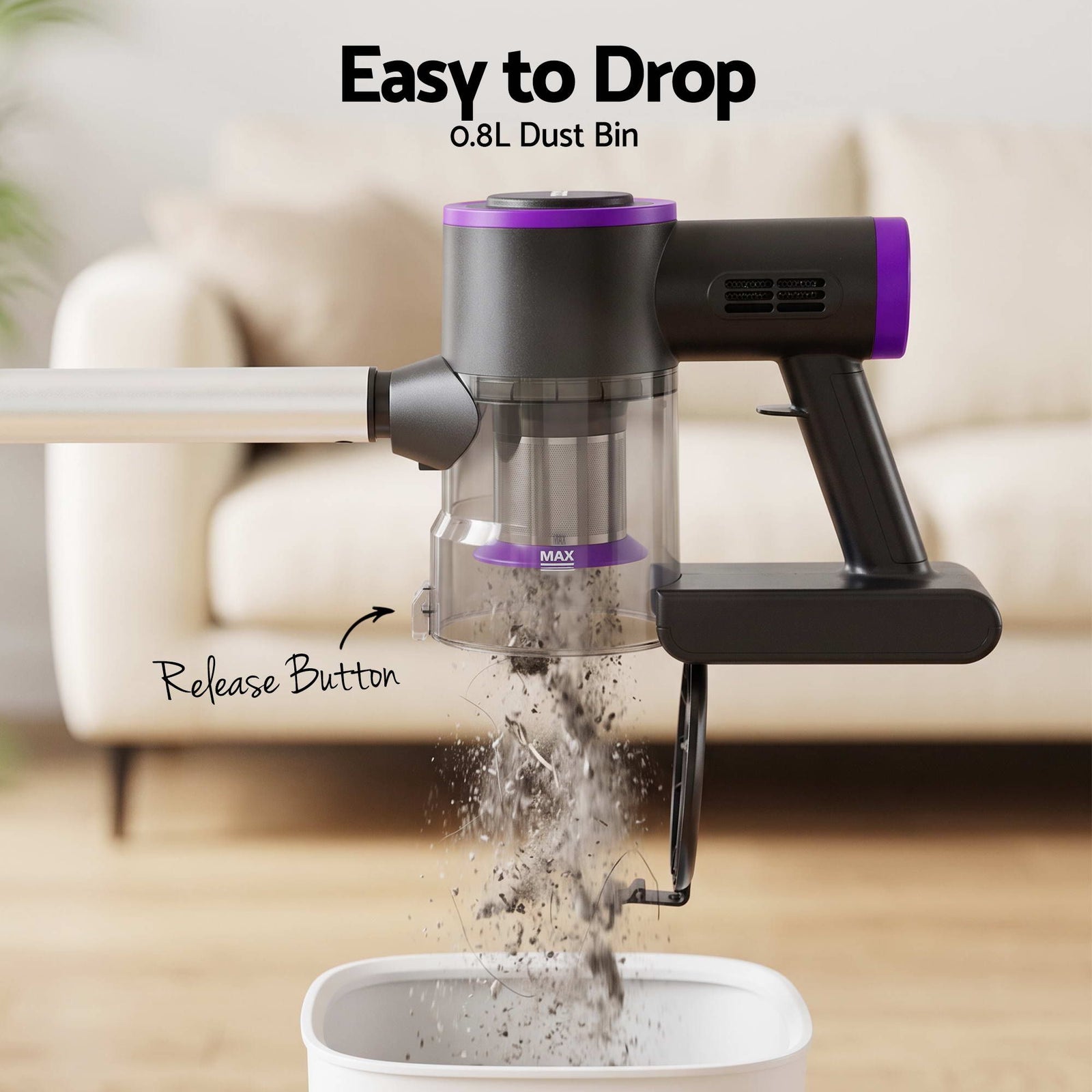 Devanti 3-in-1 Corded Stick Vacuum Cleaner, 16000Pa Strong Suction, Purple