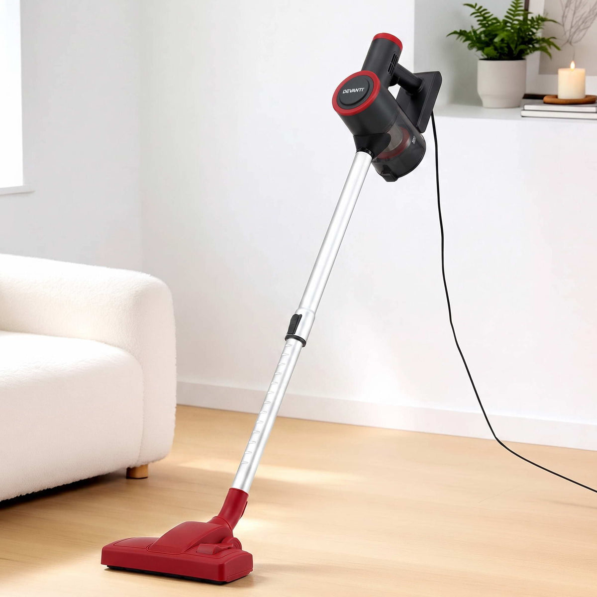 Devanti 3-in-1 Corded Stick Vacuum Cleaner, 16000Pa Strong Suction, Red