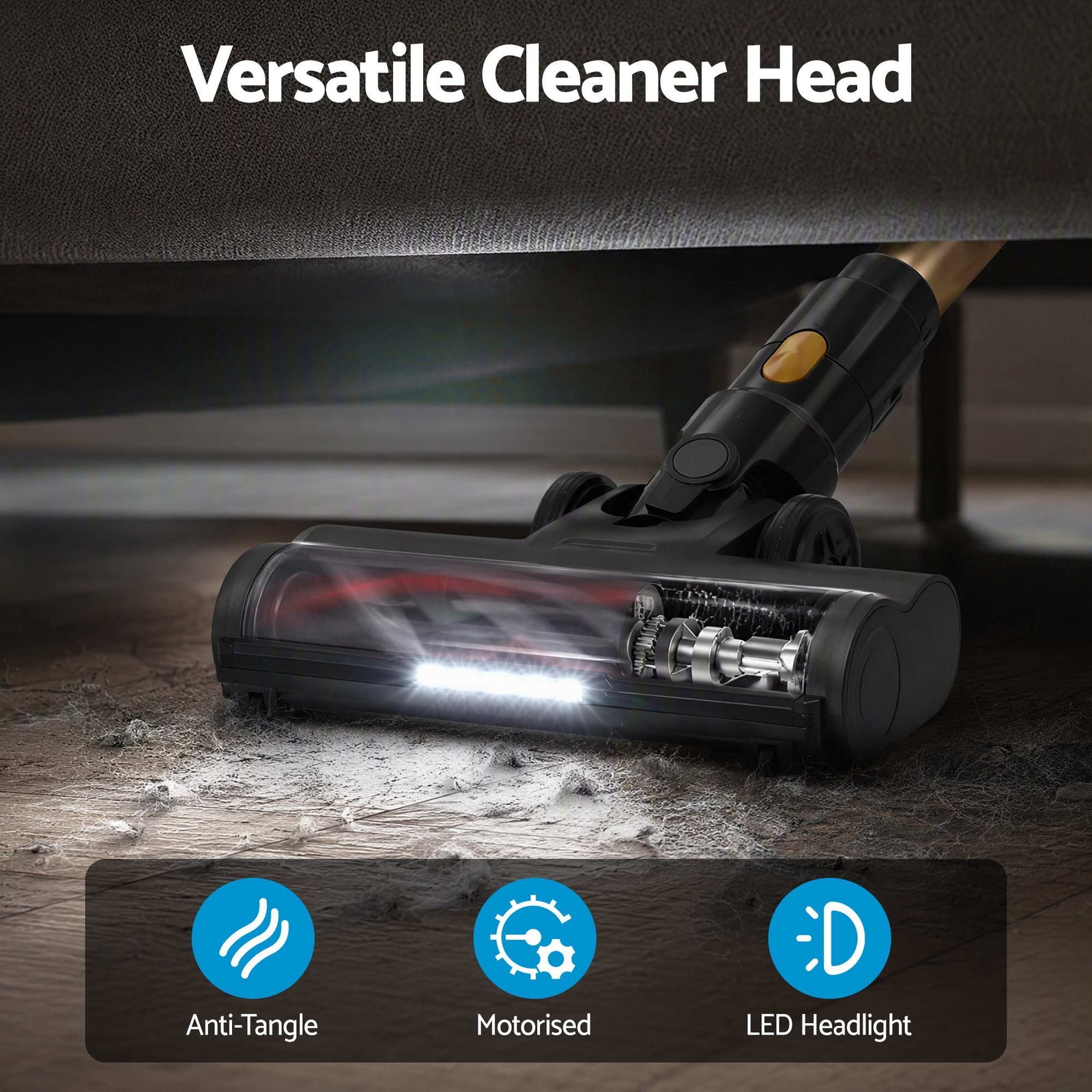 DEVANTI 30000Pa Cordless Stick Vacuum Cleaner 4-in-1 Handheld Vac, Gold