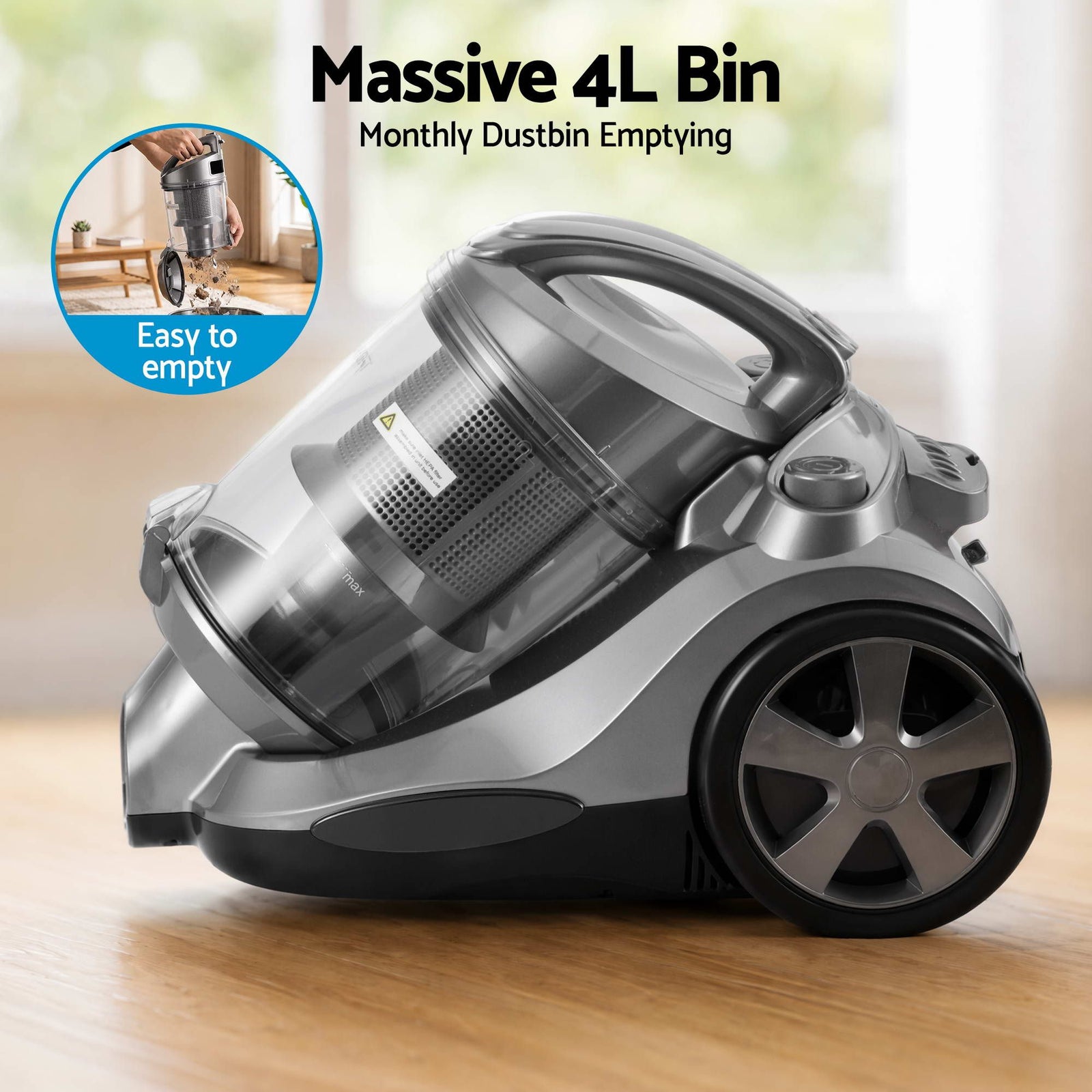 Devanti Vacuum Cleaner Bagless Canister 2000W 25kPa Powerful Suction 4L
