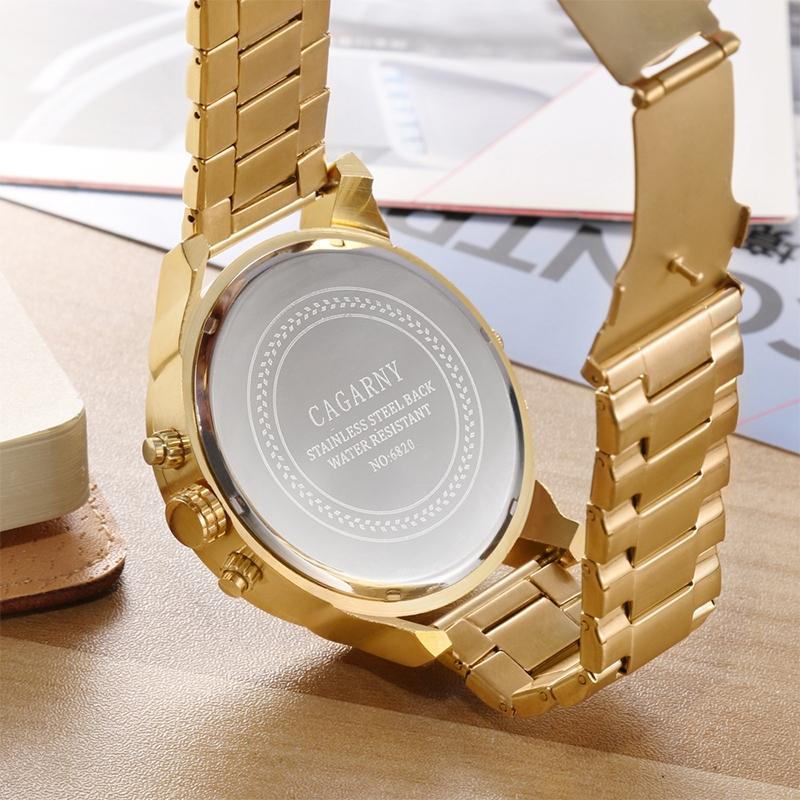 Waterproof Gold Steel Band Quartz Watch - Fashion Life-1915197719006285827