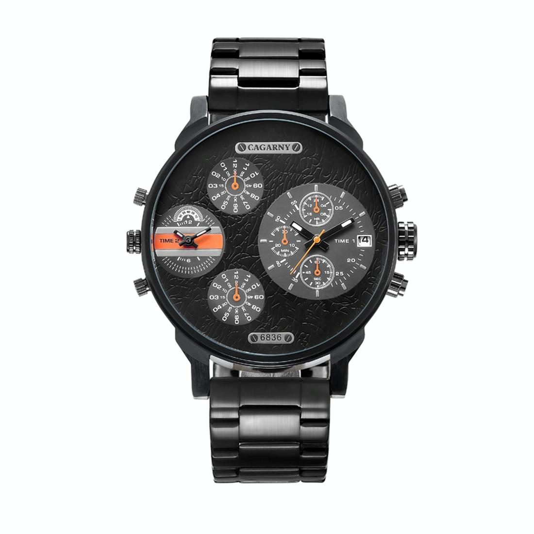 Stylish Waterproof Dual Quartz Watch With Stainless Steel Band - Orange-1915196534597750784