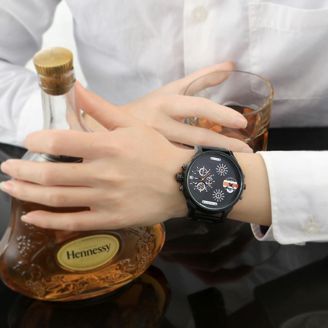 Stylish Waterproof Dual Quartz Watch With Stainless Steel Band - Orange-1915196534597750790