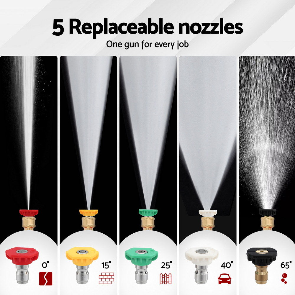 Giantz Pressure Washer Gun Short Trigger 4000PSI M22-14 1/4 Inch 5 Nozzles Red