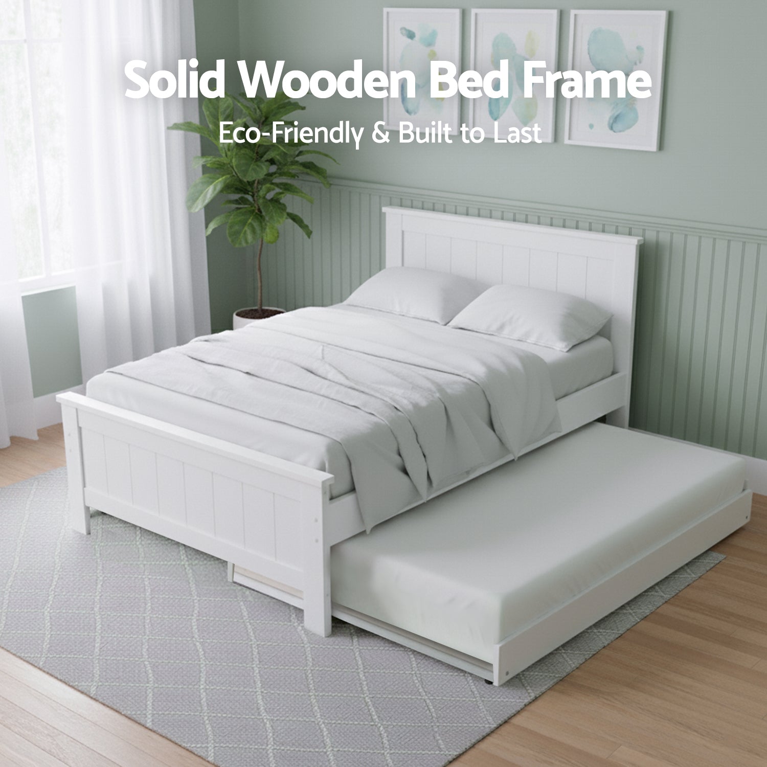 Artiss King Single Bed Frame and Bedside Table