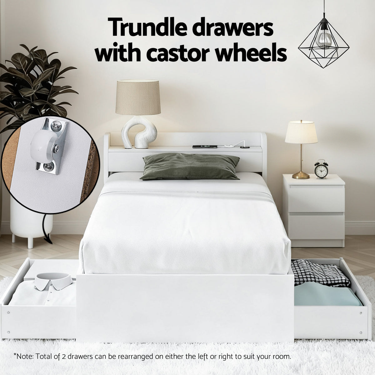 Artiss Single Bed Frame and Bedside Table
