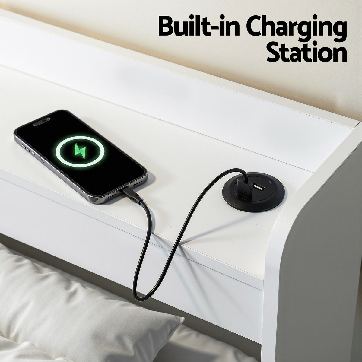 Artiss Bed Frame Single Size with Charging Ports and 2 Drawers AURA