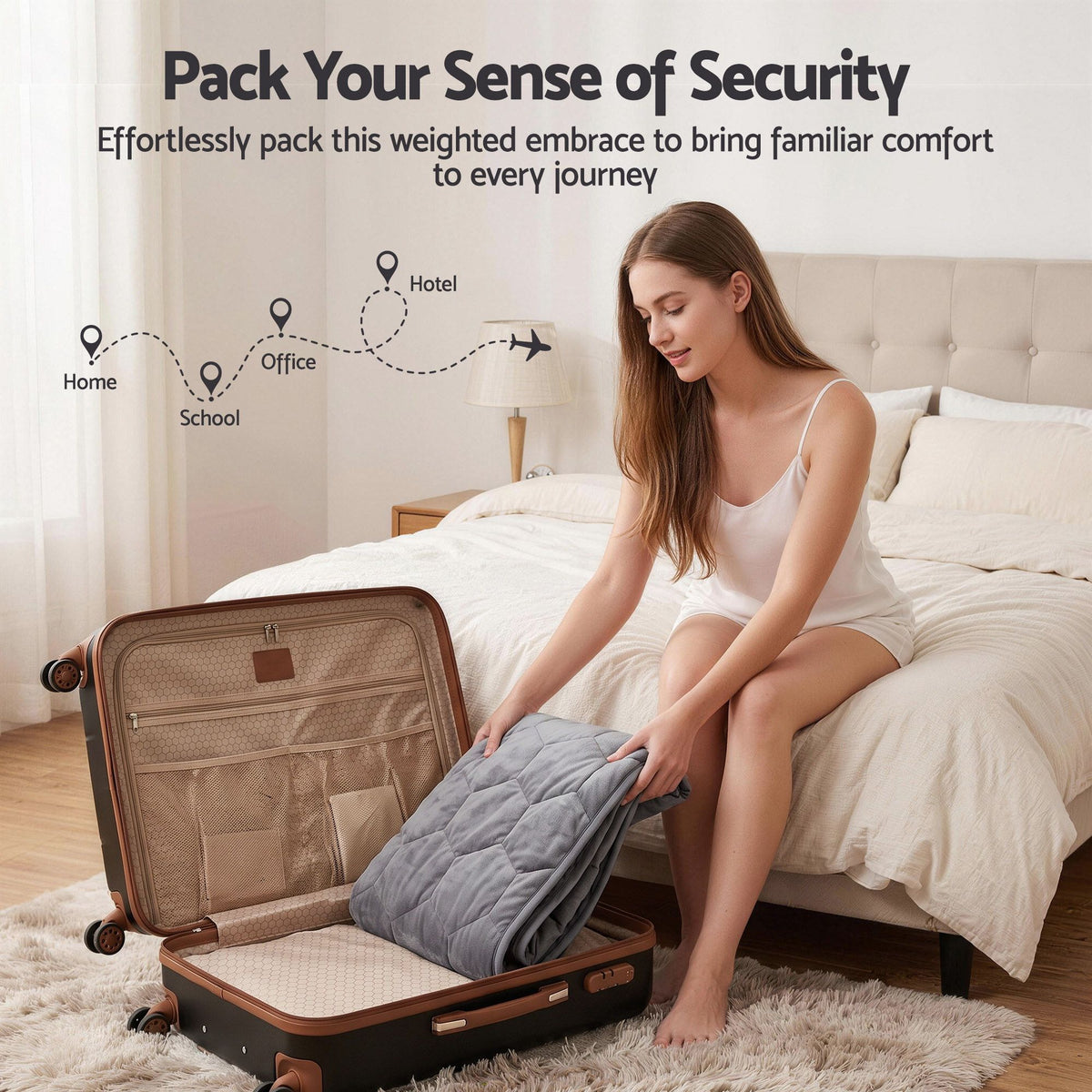 Giselle Weighted Lap Blanket 3.2KG Grey Crystal Velvet Quilted Glass Bead Fill for Sofa Office