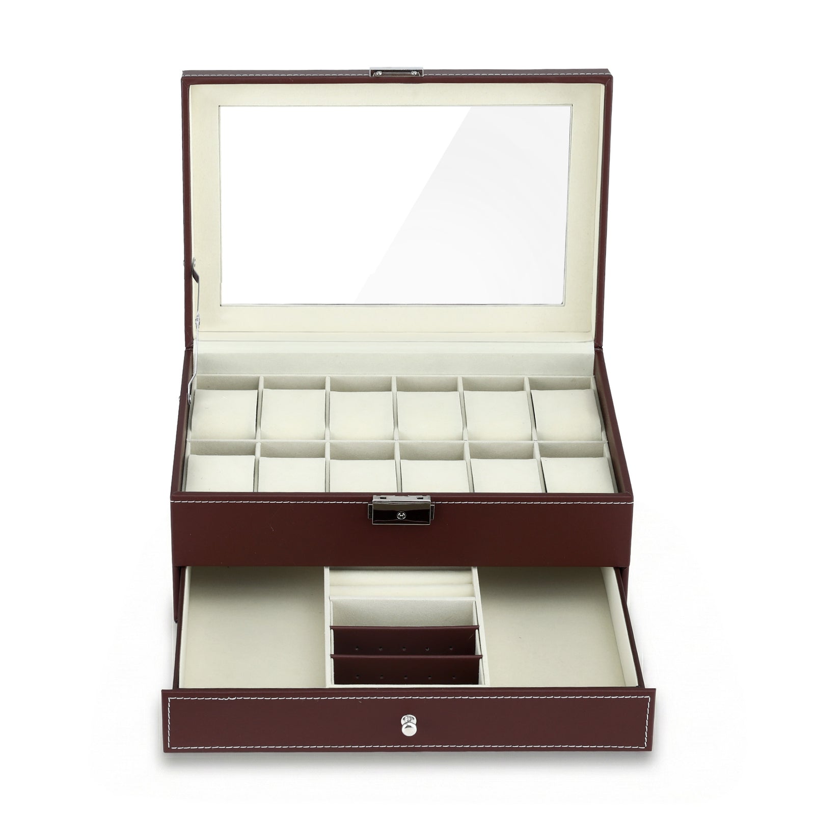 Embellir 12 Grids Watch Box Organizer Case Jewelry Display Storage Showcase