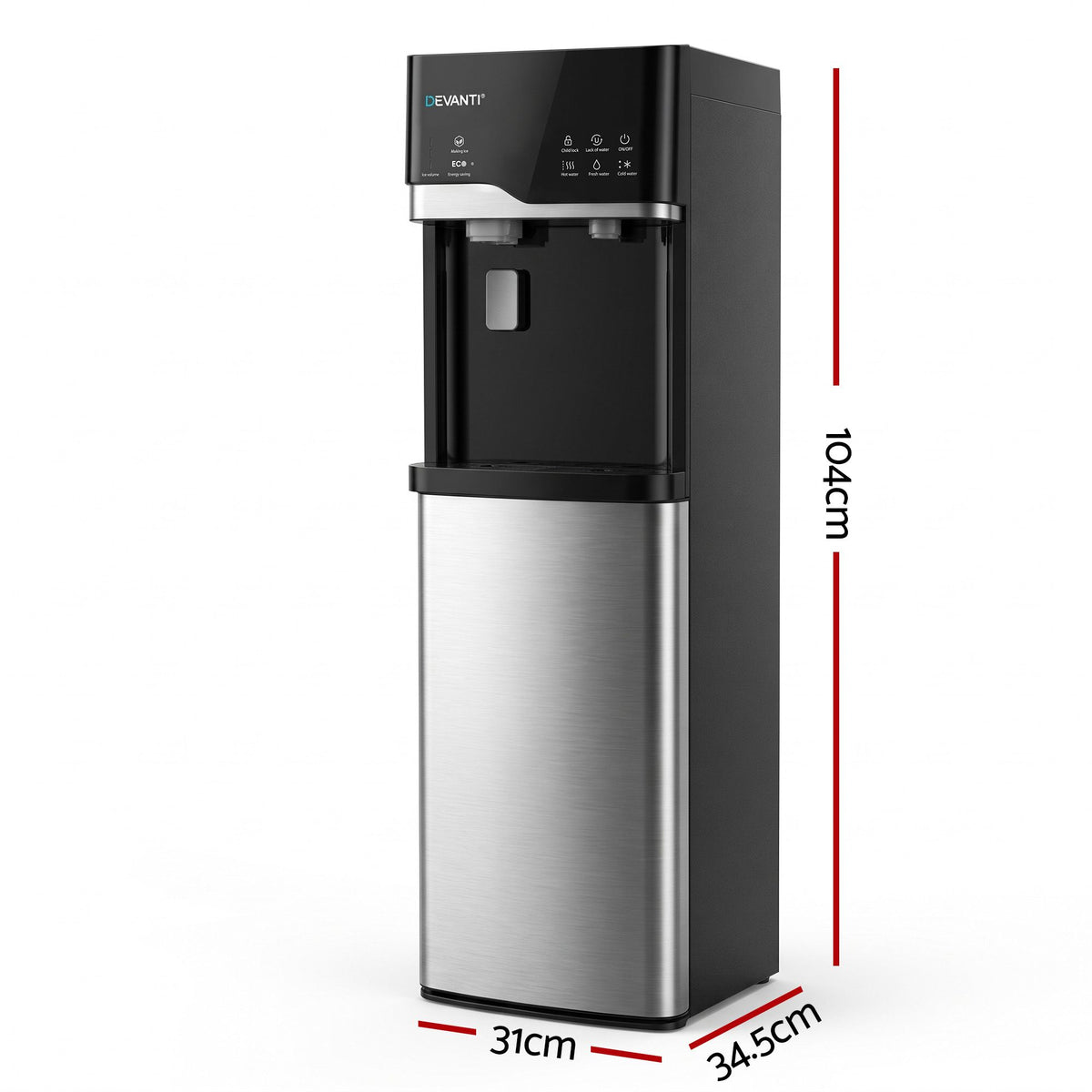 Devanti Bottom Loading Water Cooler Dispenser with Ice Maker