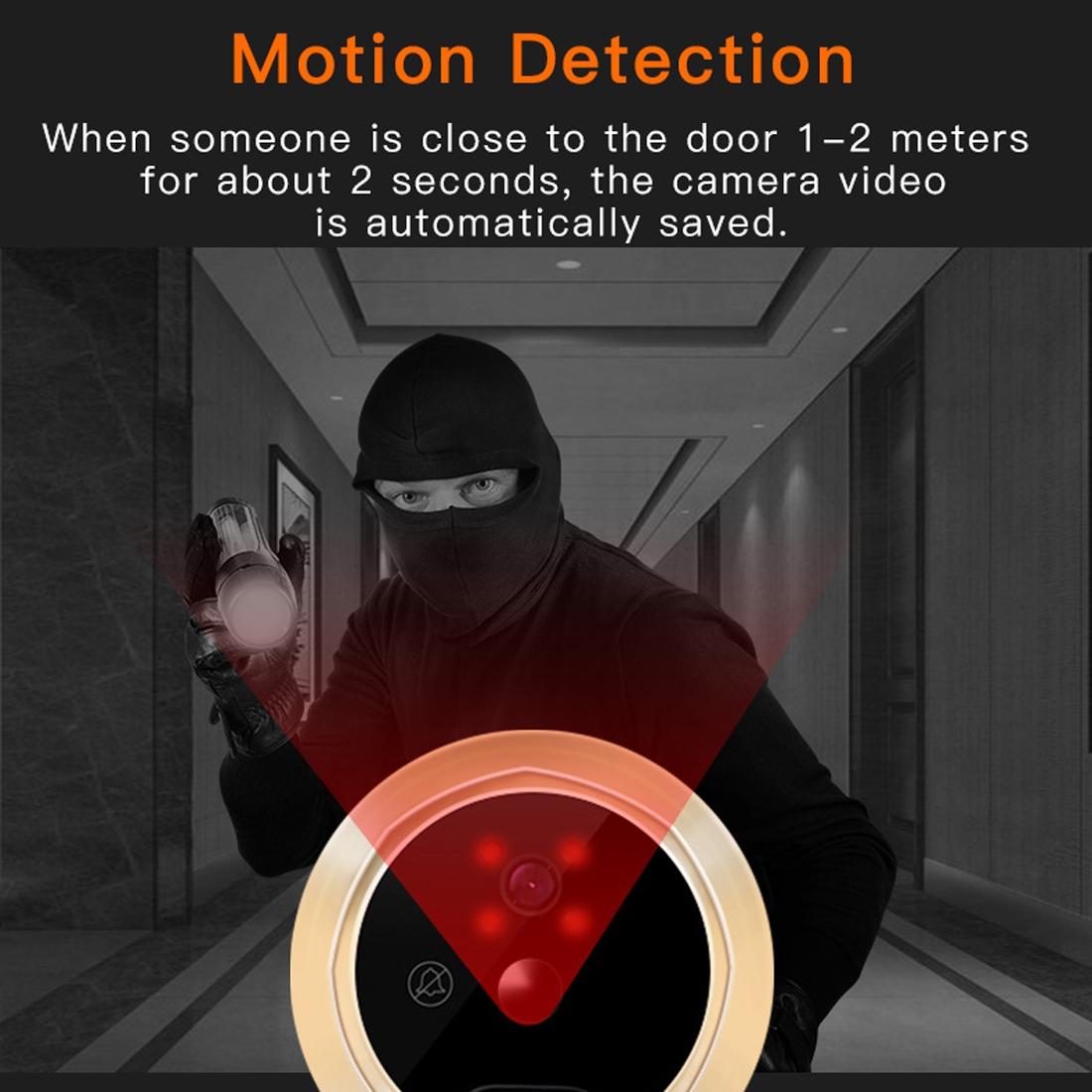 Smart Digital Door Viewer With Motion Detection And Video Alarm - 4.3 Screen - Tf Card Support - Gold-1915196564528304132