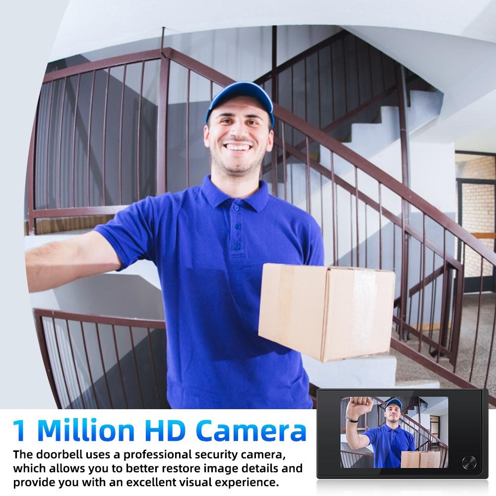2.0Mp Digital Peephole Door Viewer With 3.5 Screen - Black-1915196732673757186
