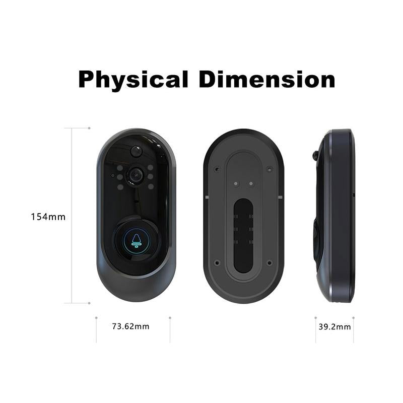 Smart Wifi Video Doorbell With Remote Monitoring & Voice Intercom - 720P 6400Mah Black-1915196747542564873