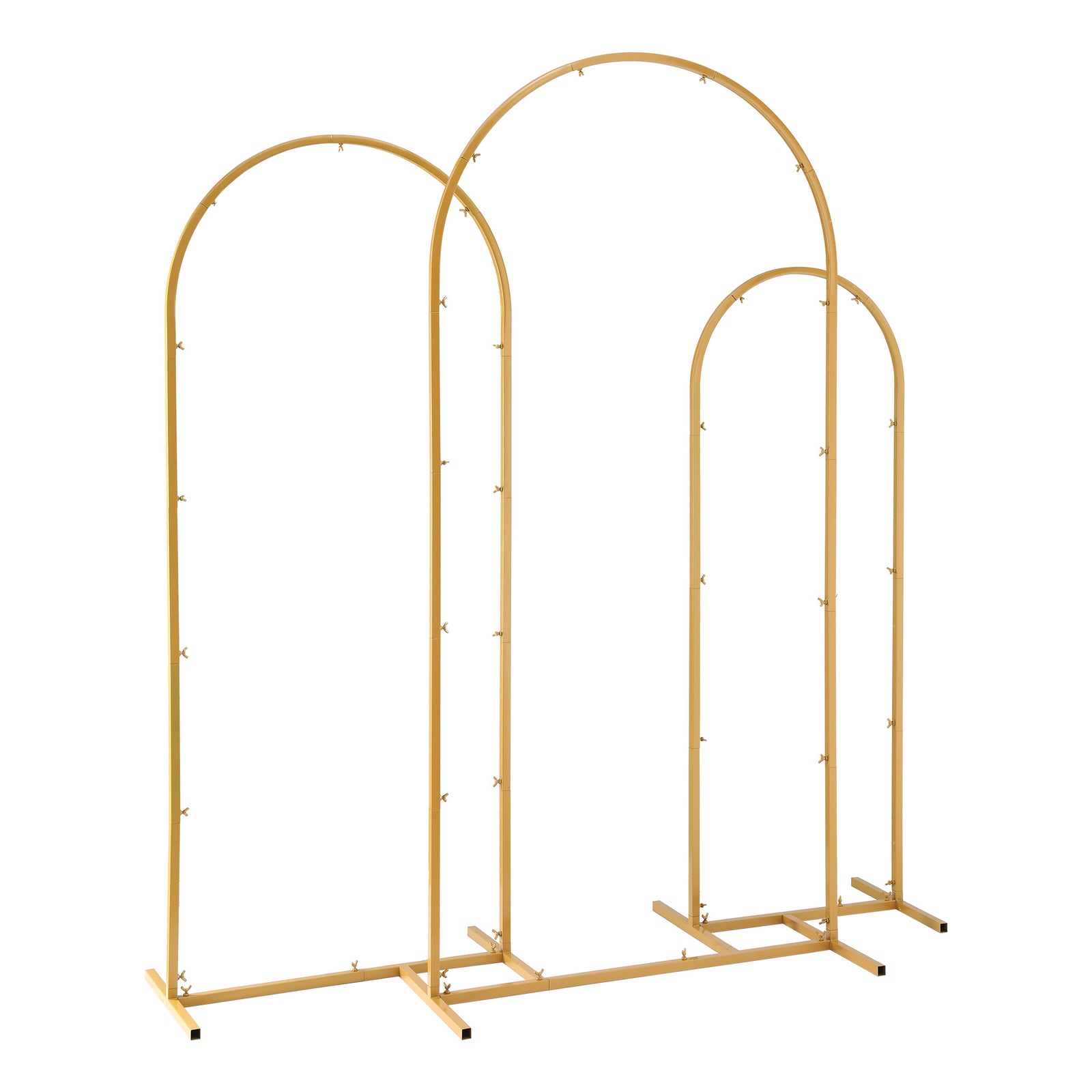Wedding Arch Backdrop Stand Set of 3 Gold Metal Wedding Arched Frame, Easy to Assemble, Stable Balloon Arch Standfor Wedding, Baby Shower, Party Decoration