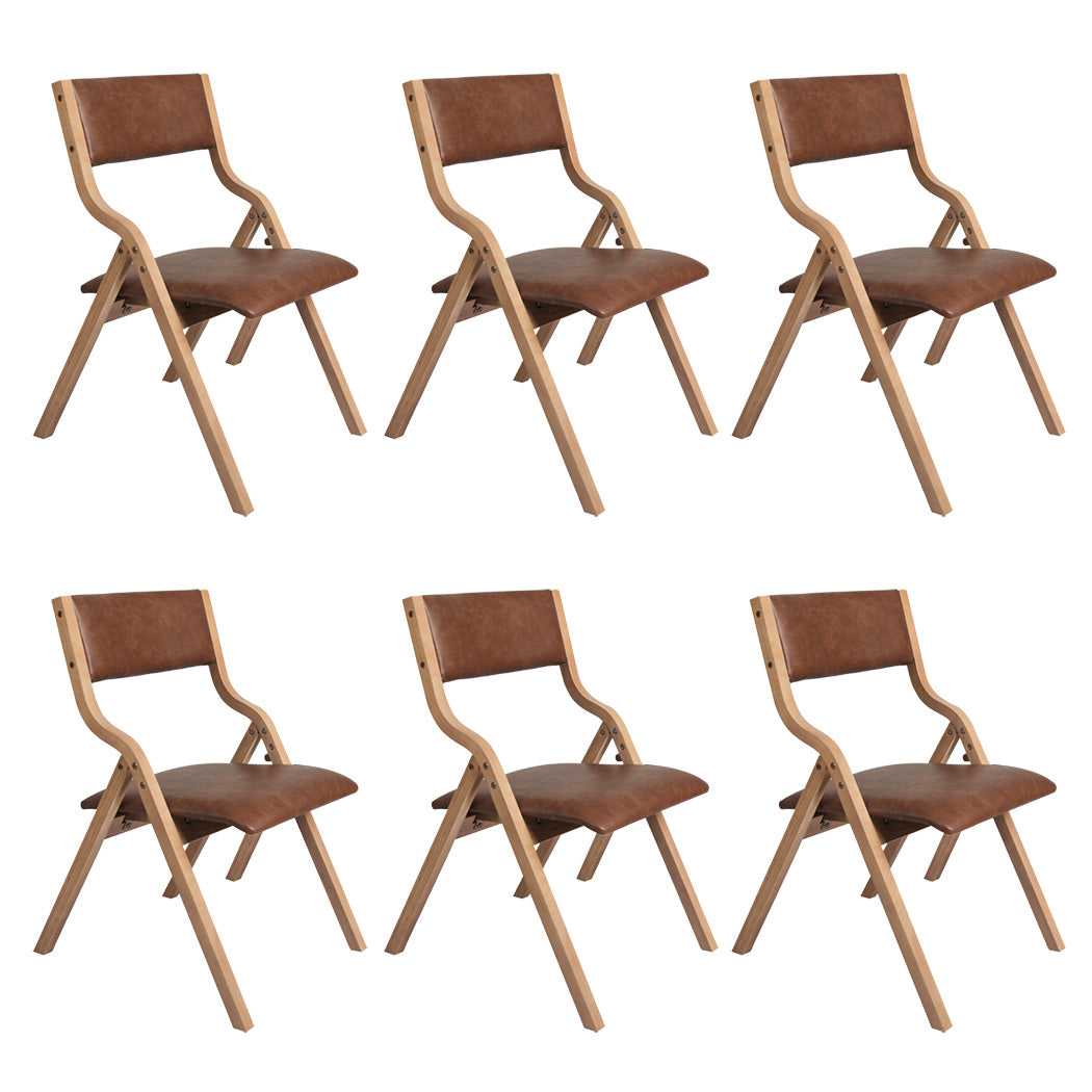 Levede 6x Dining Chairs Foldable PU Tan-1973193563021905920