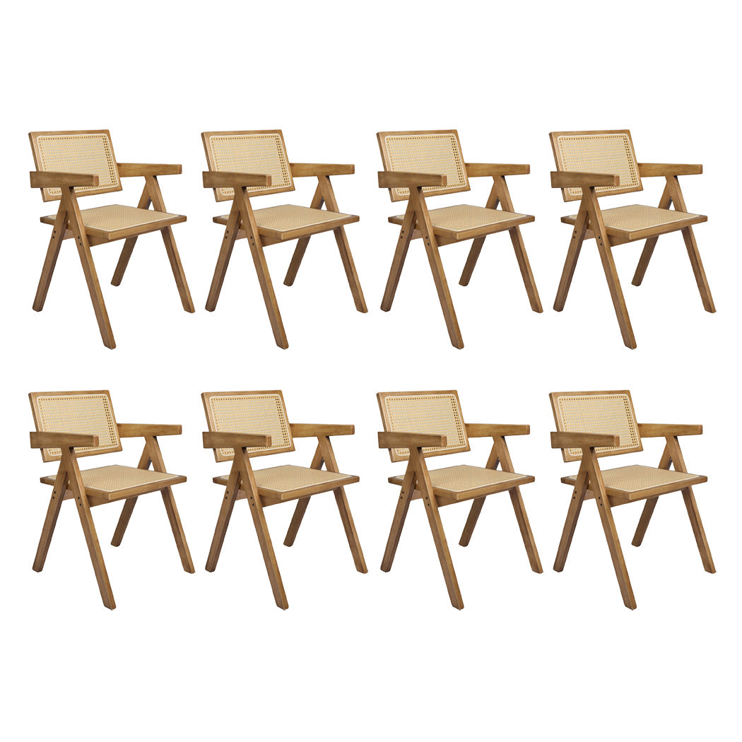 Levede 8x Dining Chair Solid Wood Rattan-1973193564351500288