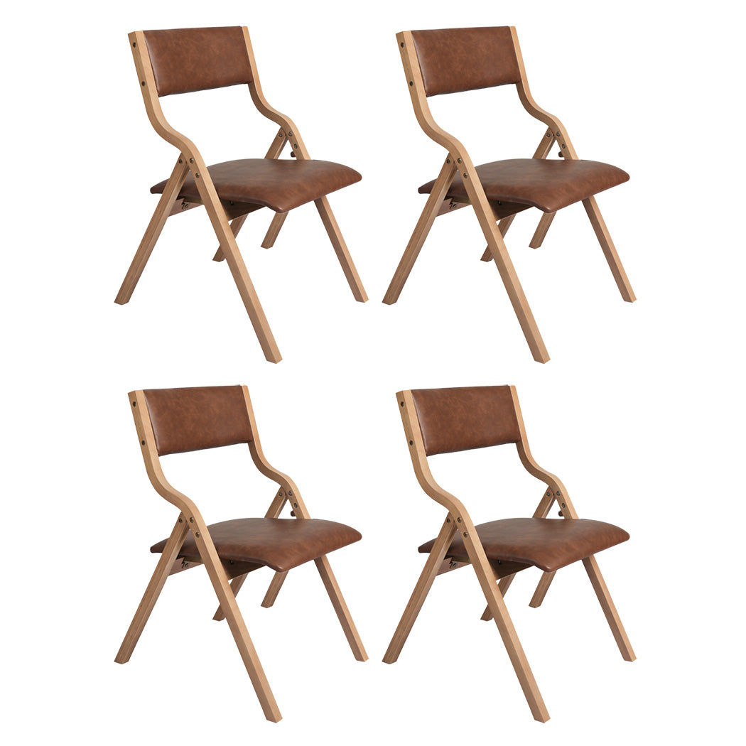 Levede 4x Dining Chairs Foldable PU Tan-1973193562828967936