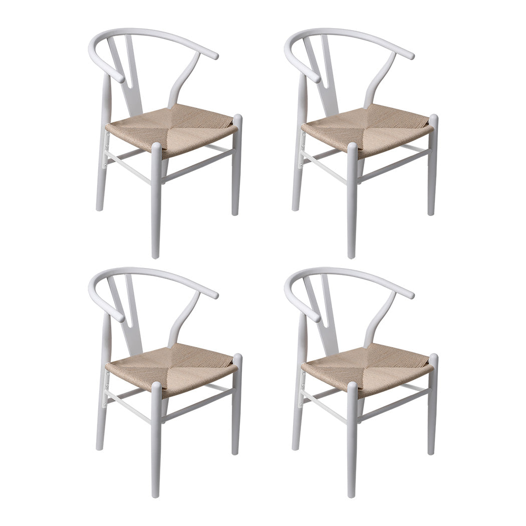 Levede 4x Dining Chairs Wooden Hans White-1973193557036634112