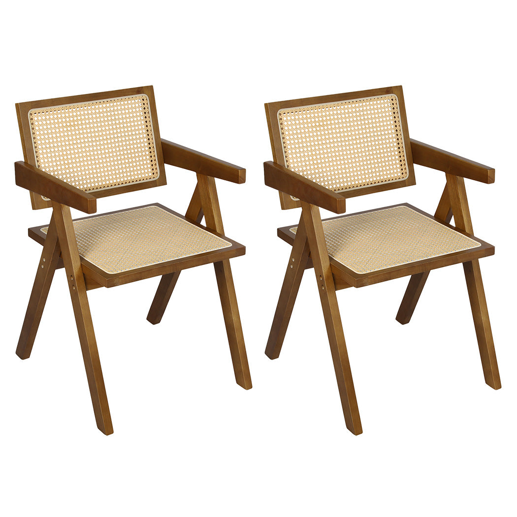 Levede 2x Walnut Wicker Armchair Dining Chair-1973193565291024384