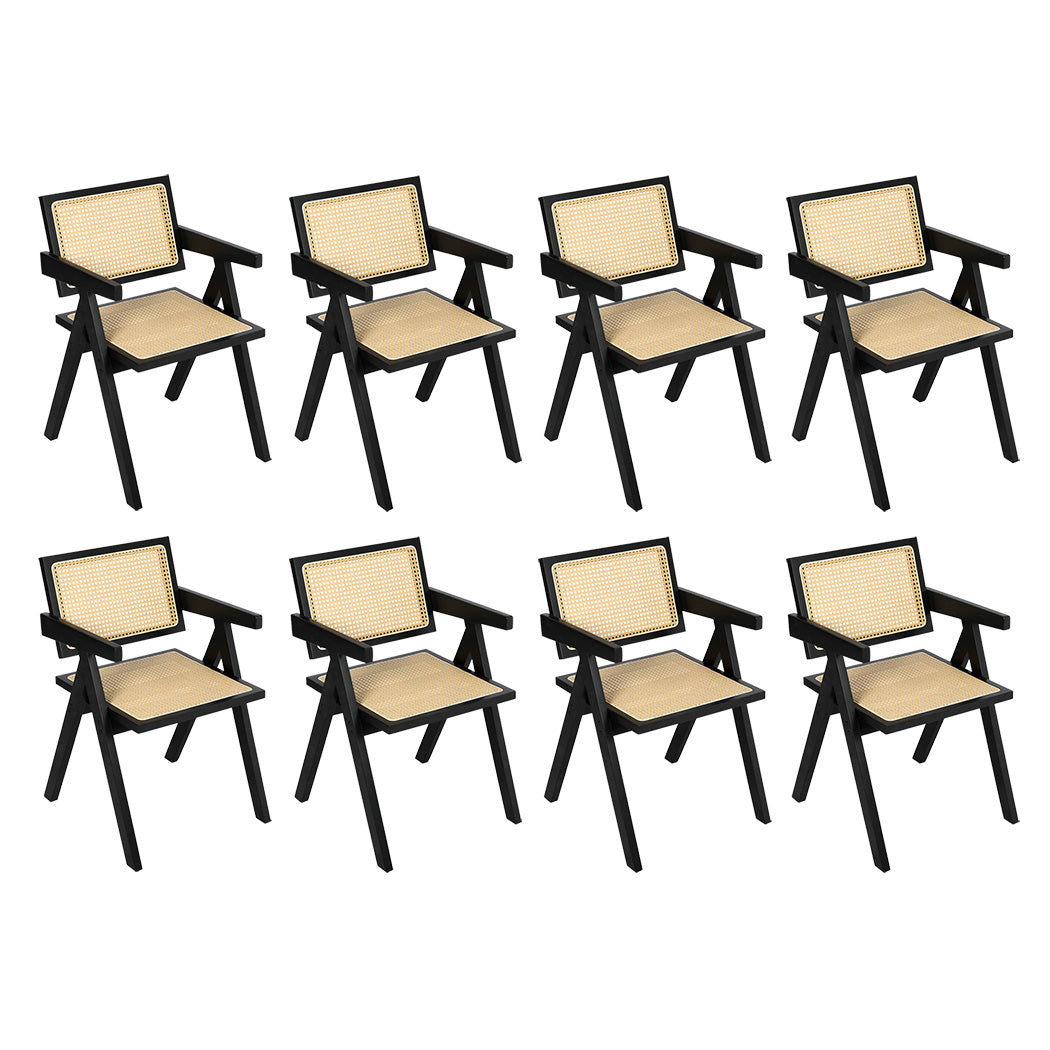 Levede 8x Black Wicker Armchair Dining Chair-1973193565106475008