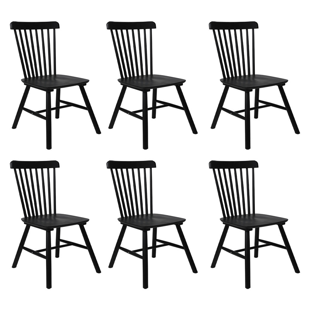 Levede 6x Dining Chairs Kitchen Winsor Black-1973193553014296576