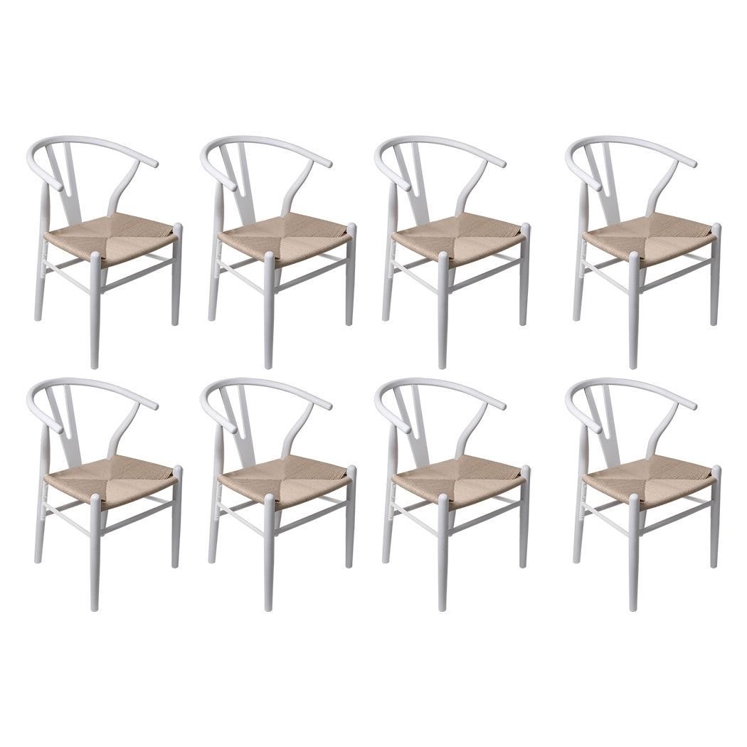 Levede 8x Dining Chairs Wooden Hans White-1973193557426704384
