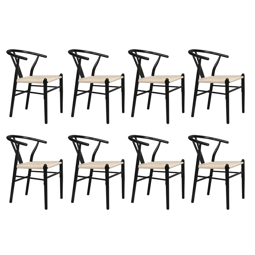 Levede 8x Dining Chairs Wooden Hans Black-1973193556843696128