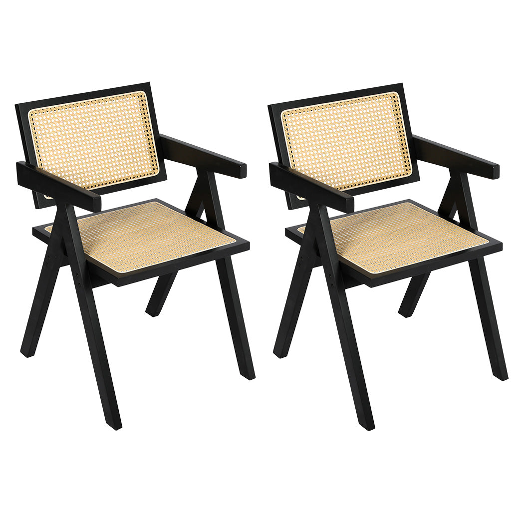 Levede 2x Black Wicker Armchair Dining Chair-1973193564540243968