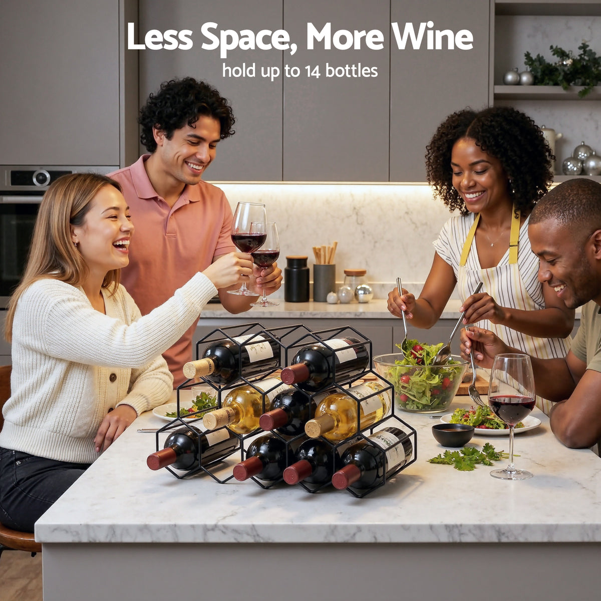 Artiss Wine Rack Metal 12 Bottle No Assembly Required Black