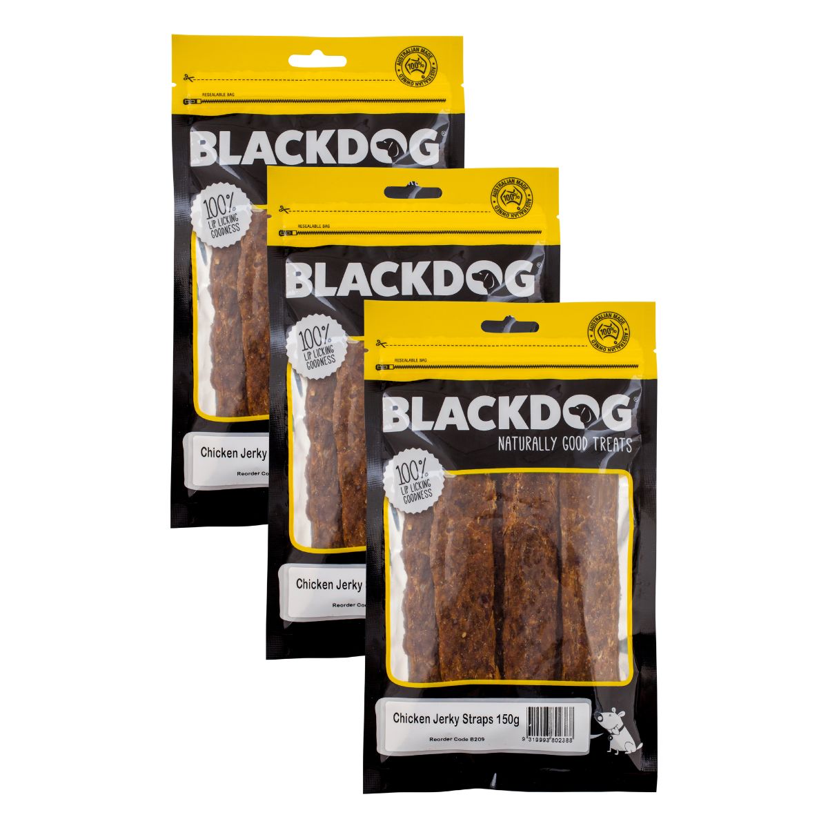 Blackdog Chicken Jerky Straps 150g x 3pk-1973193585989914624