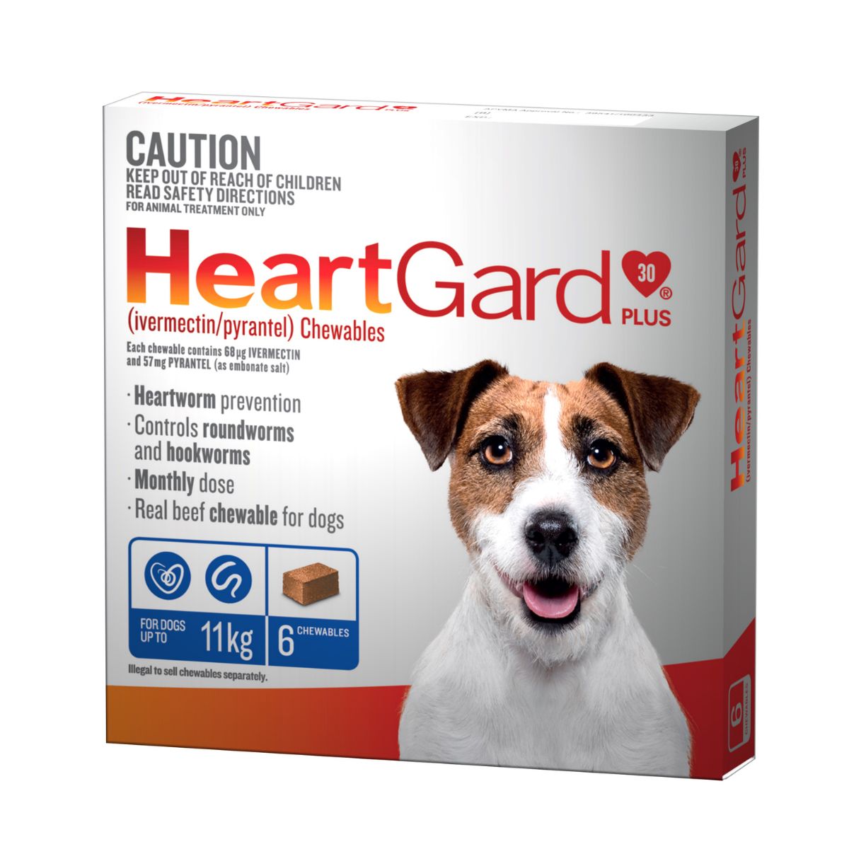 Heartgard 30 Plus Dog 0-11kg Blue 6pk-1973193599654957057