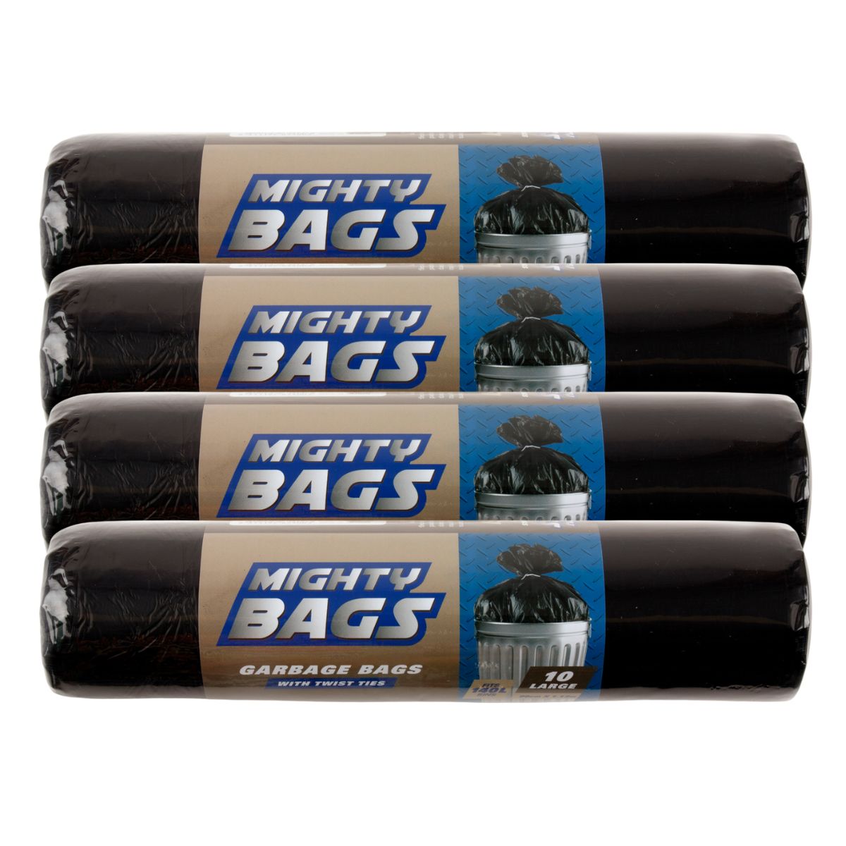 4x 10pk Mighty Bags 140L 90x112cm Black Garbage Bags-1973193601693388801
