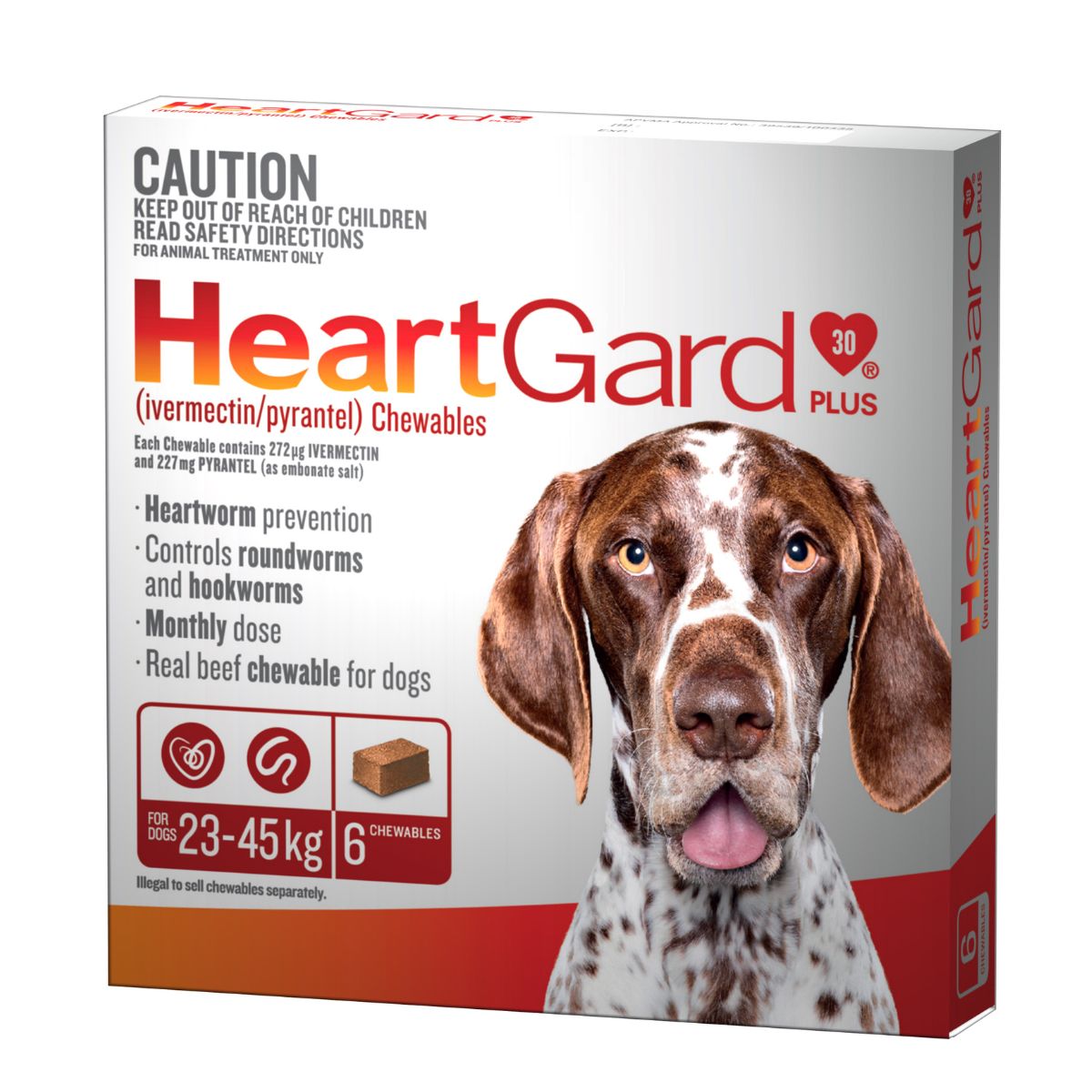 Heartgard 30 Plus Dog 23-45kg Brown 6pk-1973193599839506433