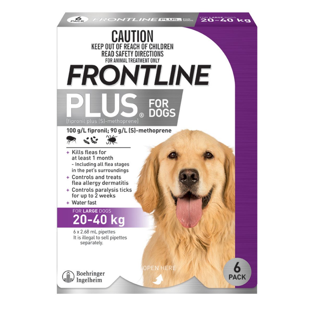 Frontline Plus Dog 20-40kg Purple Large 6pk-1973193598111453185
