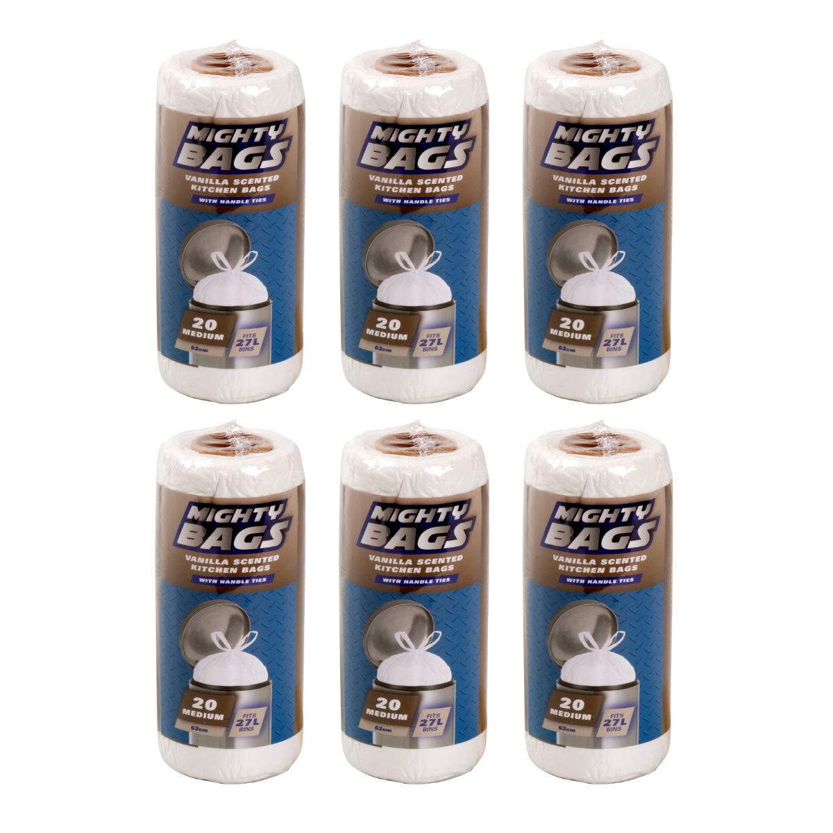 6x 20pk Mighty Bags 27L 52x62cm Garbage Bags Scented Vanilla-1973193602188316674