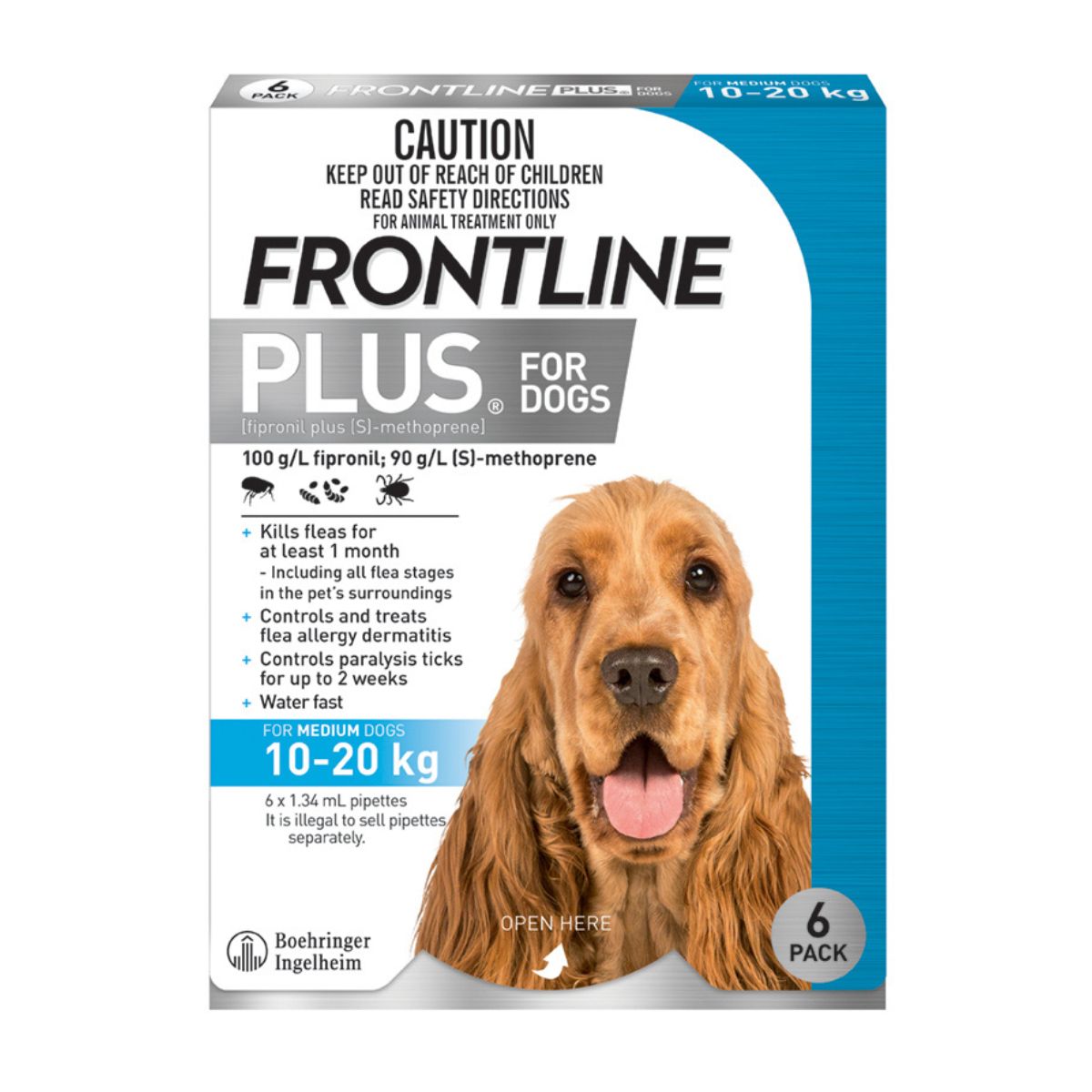 Frontline Plus Dog 10-20kg Blue Medium 6pk-1973193598455386113