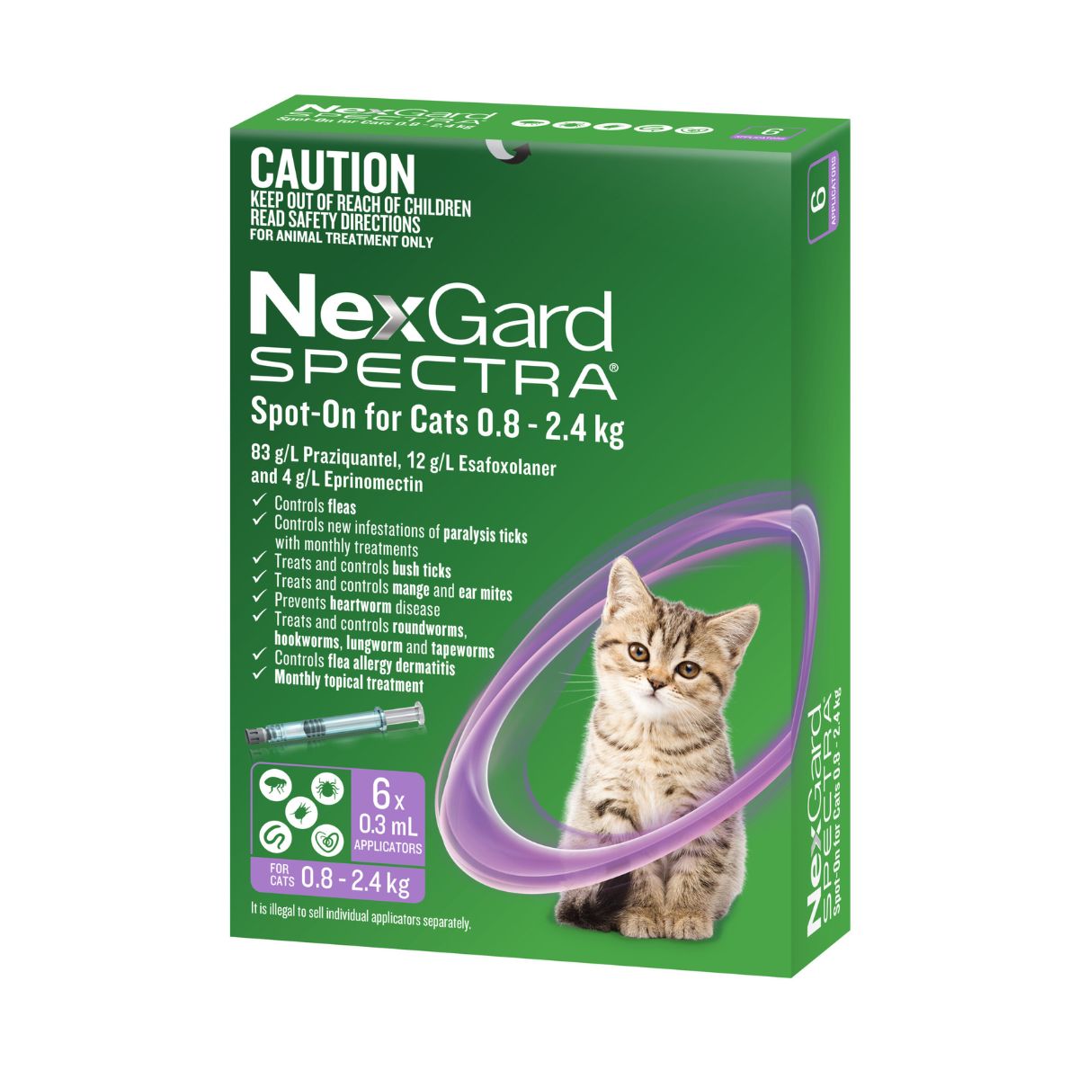 NexGard Spectra Spot-on Cats 0.8-2.4kg 6pk-1973193603744403457